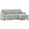 Canapé à 3 places avec repose-pieds Gris clair 180 cm Velours 
