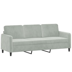 Canapé à 3 places avec repose-pieds Gris clair 180 cm Velours 
