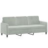 Canapé à 3 places avec repose-pieds Gris clair 180 cm Velours 