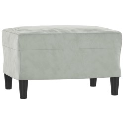 Canapé à 3 places avec repose-pieds Gris clair 180 cm Velours 