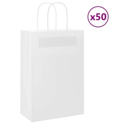 Sacs en papier 50 pcs avec poignées blanc 21x11x31 cm 