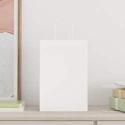 Sacs en papier 50 pcs avec poignées blanc 21x11x31 cm 