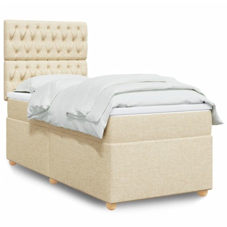 Sommier à lattes de lit avec matelas Crème 80x200 cm Tissu 