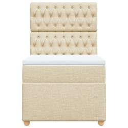 Sommier à lattes de lit avec matelas Crème 80x200 cm Tissu 