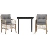 Ensemble de bistro 3 pcs coussins mélange beige résine tressée 