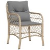 Ensemble de bistro 3 pcs coussins mélange beige résine tressée 