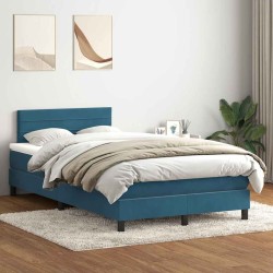 Sommier à lattes de lit et matelas bleu foncé 120x210cm velours 