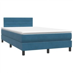 Sommier à lattes de lit et matelas bleu foncé 120x210cm velours 