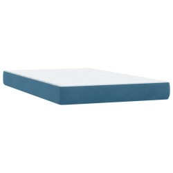 Sommier à lattes de lit et matelas bleu foncé 120x210cm velours 