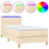 Sommier à lattes de lit avec matelas LED Crème 90x190 cm Tissu 