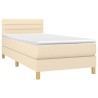 Sommier à lattes de lit avec matelas LED Crème 90x190 cm Tissu 
