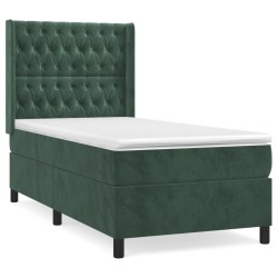 Sommier à lattes de lit avec matelas Vert foncé 100x200 cm 