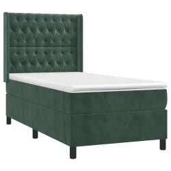 Sommier à lattes de lit avec matelas Vert foncé 100x200 cm 
