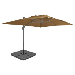Parasol de jardin avec base portable taupe 