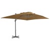 Parasol de jardin avec base portable taupe 