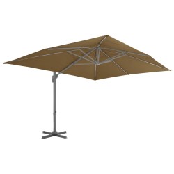 Parasol de jardin avec base portable taupe 