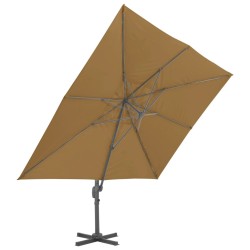 Parasol de jardin avec base portable taupe 