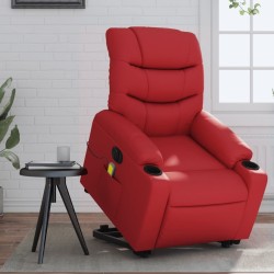 Fauteuil inclinable de massage électrique rouge similicuir 