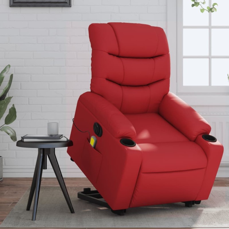 Fauteuil inclinable de massage électrique rouge similicuir 