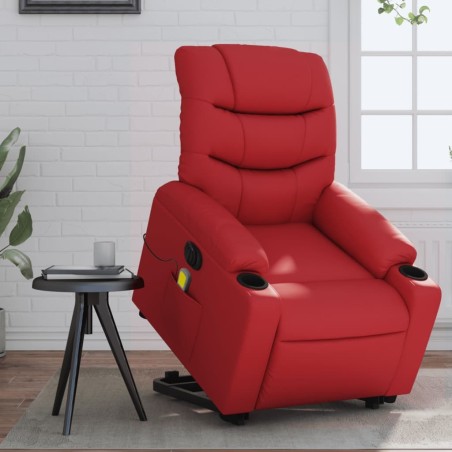 Fauteuil inclinable de massage électrique rouge similicuir 