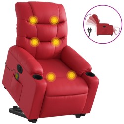 Fauteuil inclinable de massage électrique rouge similicuir 