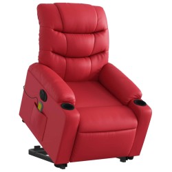 Fauteuil inclinable de massage électrique rouge similicuir 