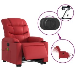 Fauteuil inclinable de massage électrique rouge similicuir 