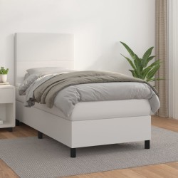 Sommier à lattes de lit avec matelas Blanc 90x190 cm Similicuir 