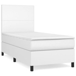 Sommier à lattes de lit avec matelas Blanc 90x190 cm Similicuir 
