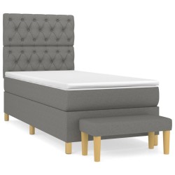 Sommier à lattes de lit avec matelas Gris foncé 80x200 cm Tissu 