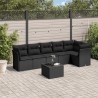 Salon de jardin 7 pcs avec coussins noir résine tressée 