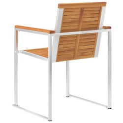 Chaises de jardin lot de 4 Bois d'acacia solide et inox 