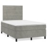 Sommier à lattes de lit et matelas gris clair 120x190cm velours 