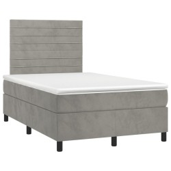 Sommier à lattes de lit et matelas gris clair 120x190cm velours 