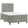Sommier à lattes de lit et matelas gris clair 120x190cm velours 