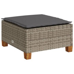 Salon de jardin 5 pcs avec coussins gris résine tressée 