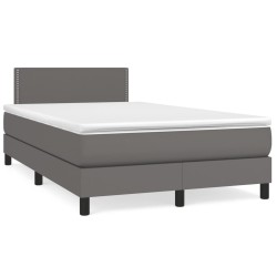 Sommier à lattes de lit avec matelas gris 120x190 cm similicuir 
