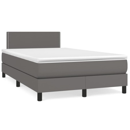 Sommier à lattes de lit avec matelas gris 120x190 cm similicuir 