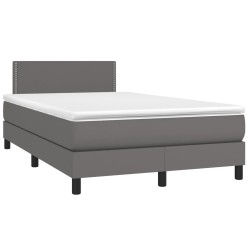 Sommier à lattes de lit avec matelas gris 120x190 cm similicuir 