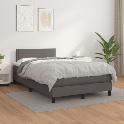 Sommier à lattes de lit avec matelas gris 120x190 cm similicuir 