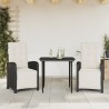 Ensemble de bistro 3 pcs avec coussins noir résine tressée 