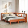Lit bibliothèque sans matelas cire marron 150x200 cm pin massif 