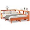 Lit bibliothèque sans matelas cire marron 150x200 cm pin massif 