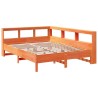 Lit bibliothèque sans matelas cire marron 150x200 cm pin massif 