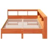 Lit bibliothèque sans matelas cire marron 150x200 cm pin massif 