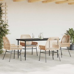 Ensemble à manger jardin coussins 5pcs marron poly rotin verre 