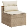 Salon de jardin avec coussins 5 pcs beige résine tressée acacia 