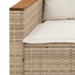 Salon de jardin avec coussins 5 pcs beige résine tressée acacia 