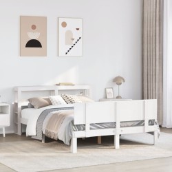 Cadre de lit avec tête de lit sans matelas blanc 160x200 cm 