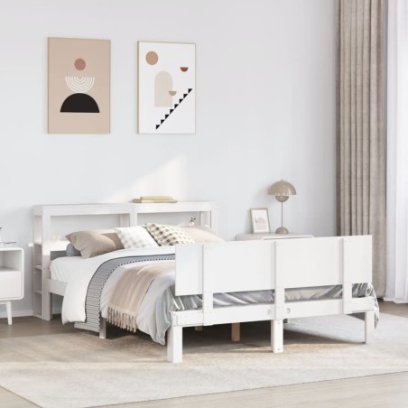 Cadre de lit avec tête de lit sans matelas blanc 160x200 cm 